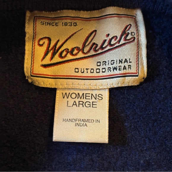 Vintage Woolrich Cardigan Womens Large Blue Full Zip 100% Wool Jacket Woolmark - Picture 3 of 8